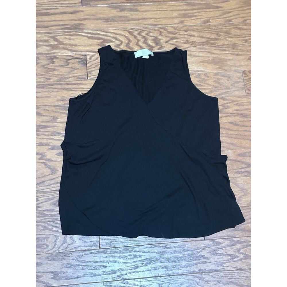 Michael Kors Women's Black Sleeveless Layered V-Neck Tank Top , Size Large